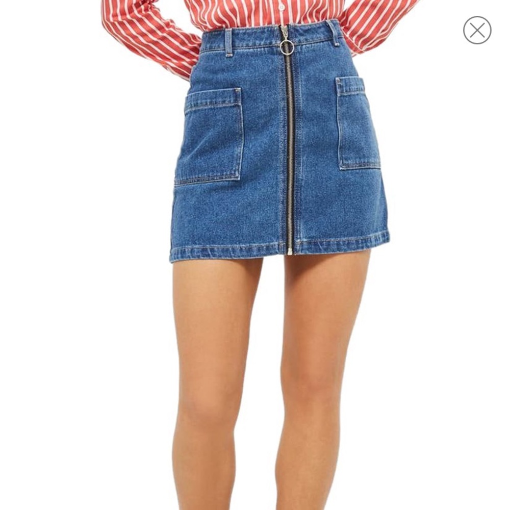 Topshop Denim Zip Skirt